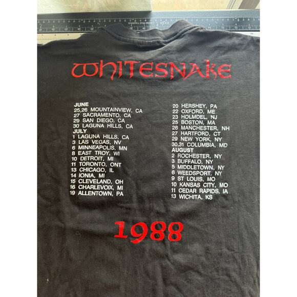Vintage 1988 Whitesnake Tour T-Shirt David Coverdale Spring Ford 50/50 Tag XL - Picture 12 of 12